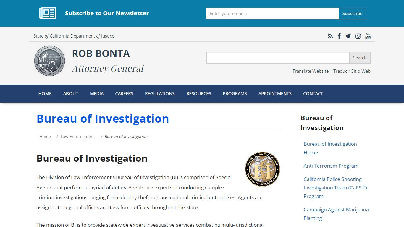 Bureau of Investigation | State of California - Department of Justice ...
