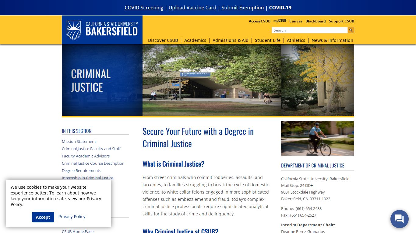 Department of Criminal Justice | California State University, Bakersfield
